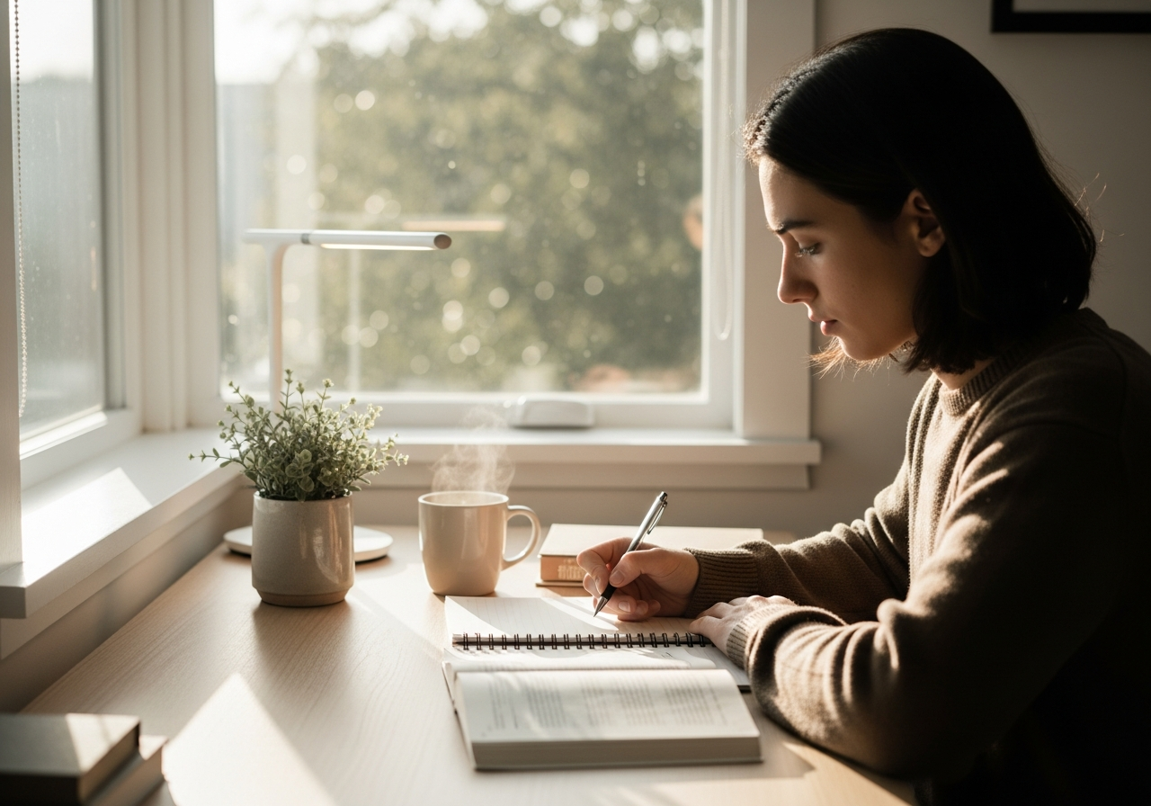 Estudiante concentrada en un examen tipo test que ha realizado con smartests
